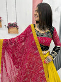 Luxurious Yellow Thread Embroidery Cotton Navratri Wear Lehenga With Blouse - Zeel Clothing