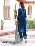 Amazeballs Blue Sequins Work Velvet Evening Wear Pant Suit With Dupatta
