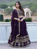 Surprising Purple Sequins Georgette Wedding Wear Lehenga Choli
