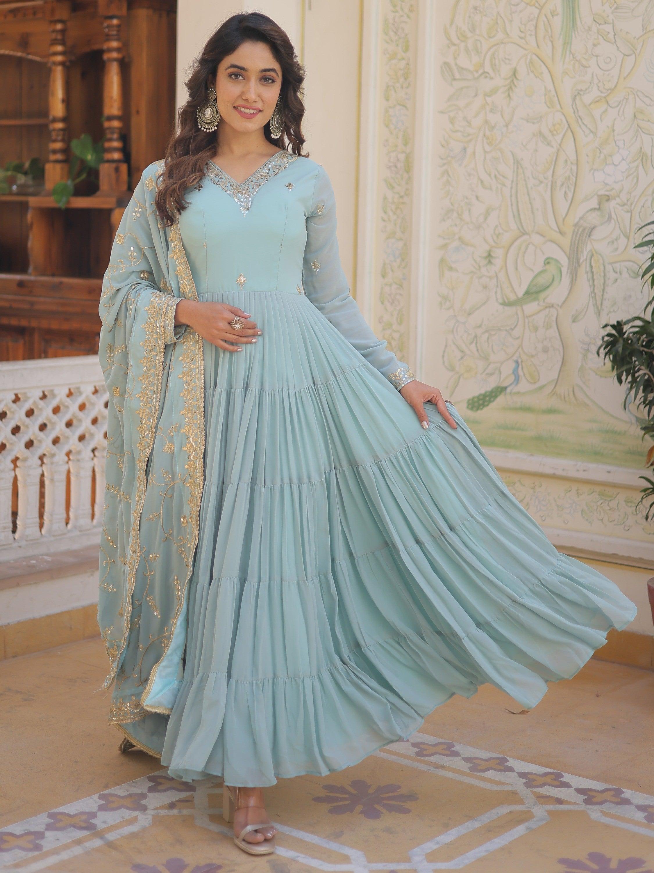 Sky blue gown for engagement hotsell