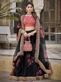 Magnetic Black Floral Printed Organza Traditional Wear Lehenga Choli - Zeel Clothing