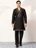 Magnetic Black Sequins Work Viscose Silk Festivals Wear Men’s Kurta