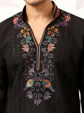 Magnetic Black Sequins Work Viscose Silk Festivals Wear Men’s Kurta