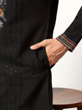Magnetic Black Sequins Work Viscose Silk Festivals Wear Men’s Kurta