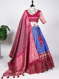 Magnetic Blue Digital Printed Jacquard Silk Wedding Wear Lehenga Choli - Zeel Clothing