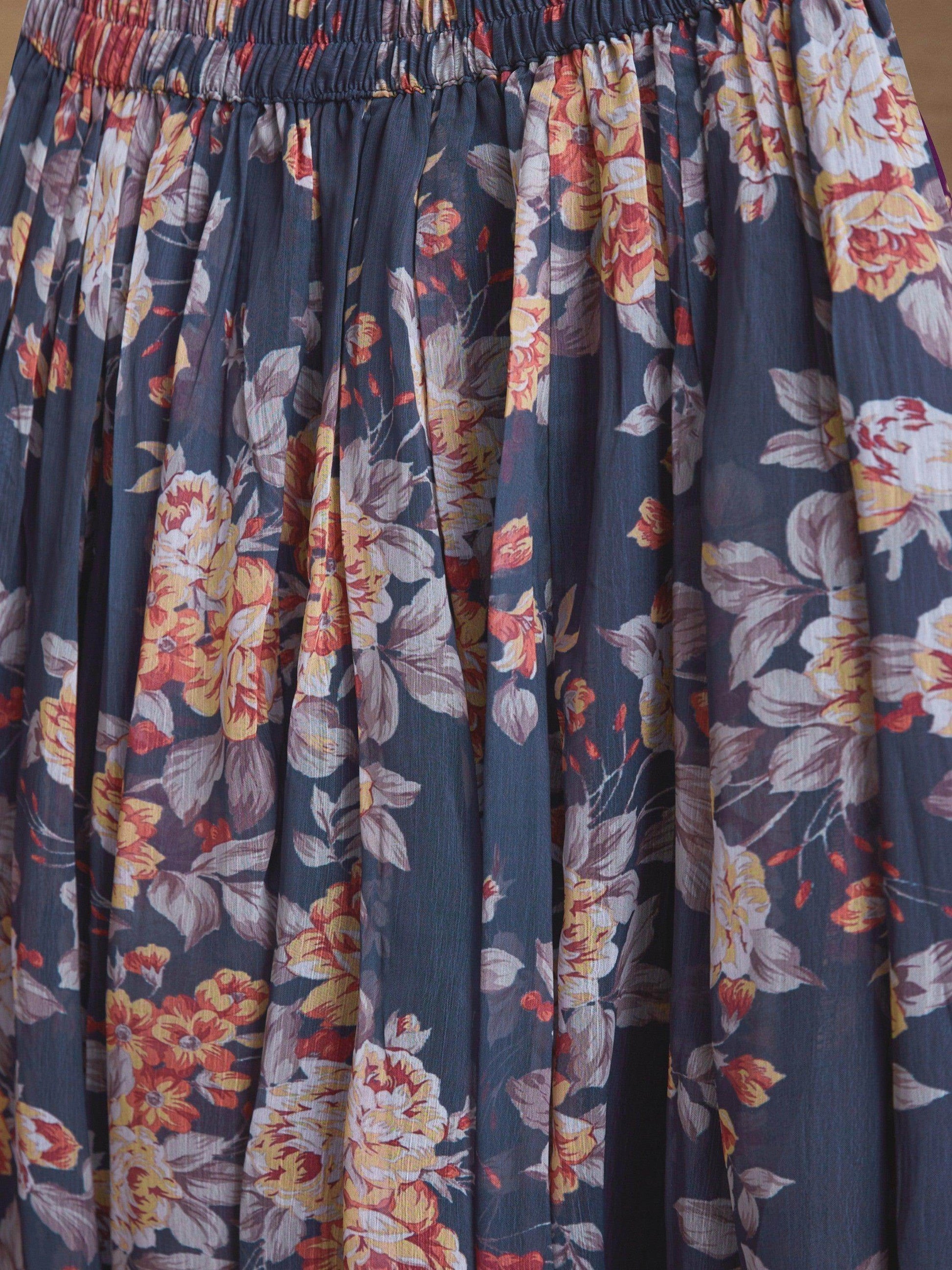 Magnetic Blue Floral Printed Chiffon Function Wear Palazzo Suit - Zeel Clothing