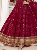 Magnetic Burgundy Embroidered Georgette Gown - Zeel Clothing