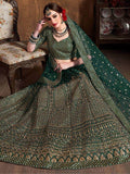 Magnetic Green Sequins Raw Silk Wedding Wear Lehenga Choli - Zeel Clothing