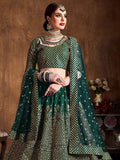 Magnetic Green Sequins Raw Silk Wedding Wear Lehenga Choli - Zeel Clothing