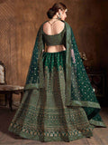Magnetic Green Sequins Raw Silk Wedding Wear Lehenga Choli - Zeel Clothing