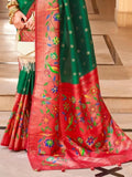 Magnetic Green Zari Weaving Silk Function Wear Saree With Blouse - Zeel Clothing
