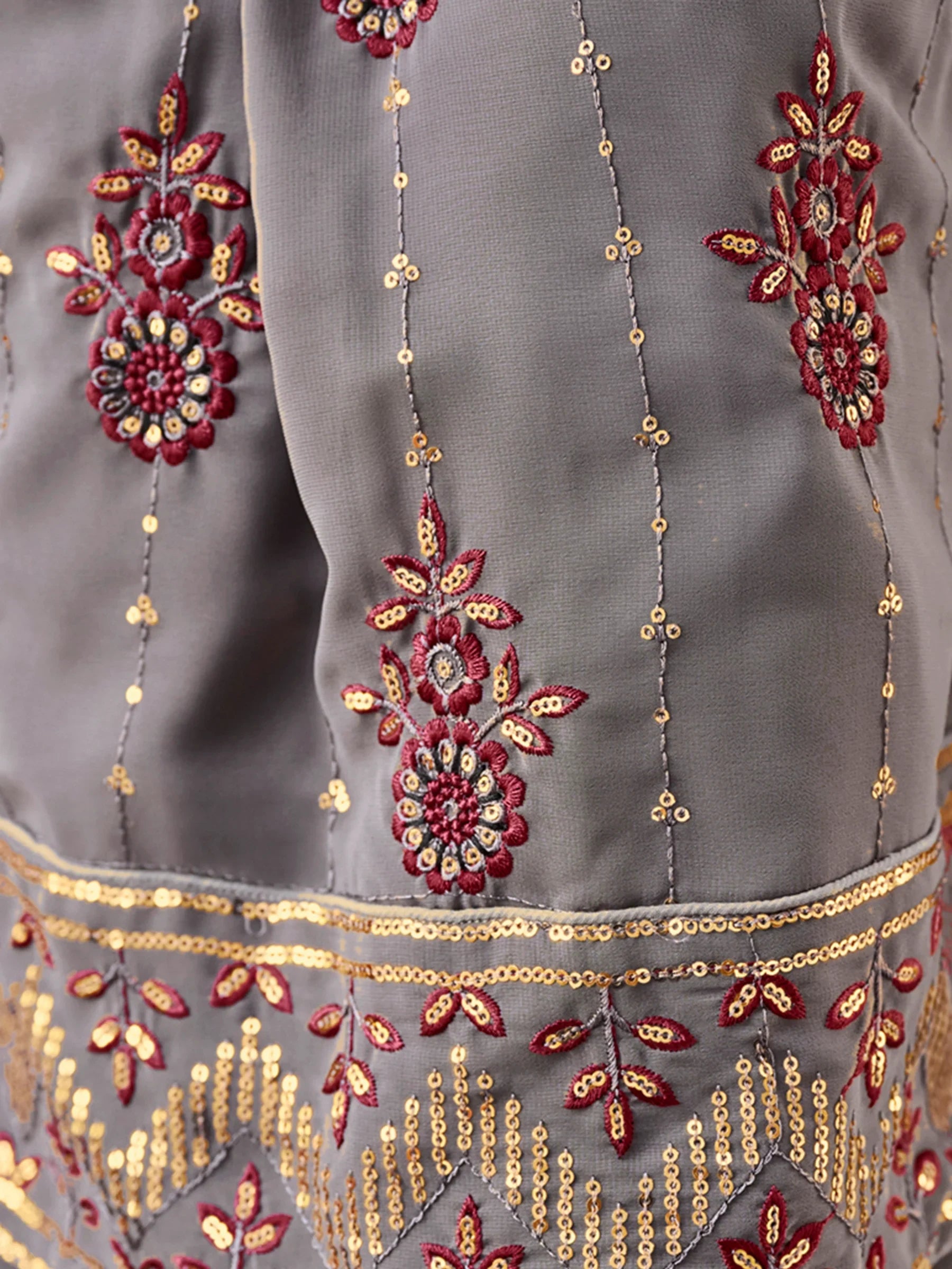 Magnetic Grey Sequins Georgette Wedding Wear Salwar Kameez - Zeel Clothing