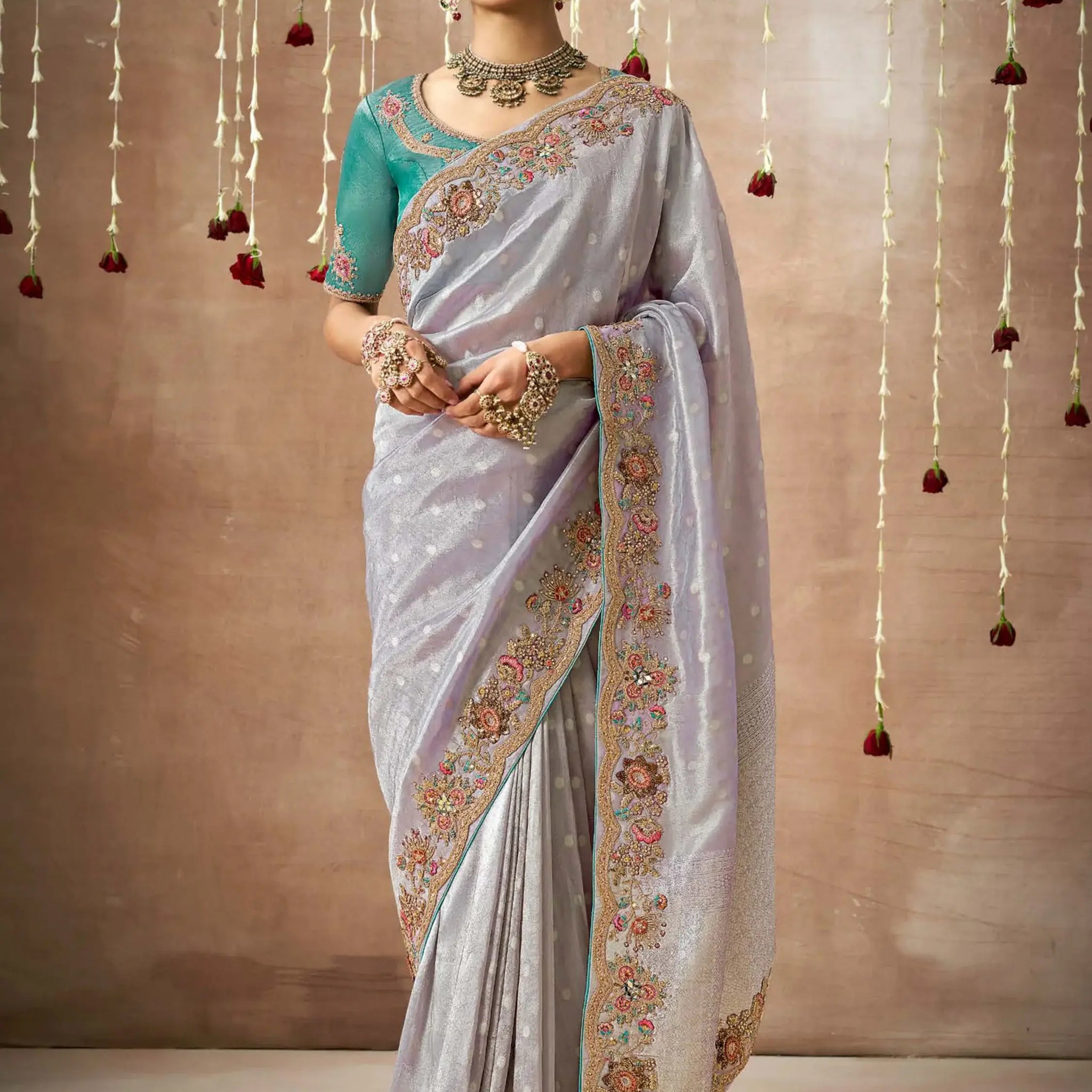 Magnetic Lavender Heavy Border Work Silk Festival Wear Saree - Zeel Clothing