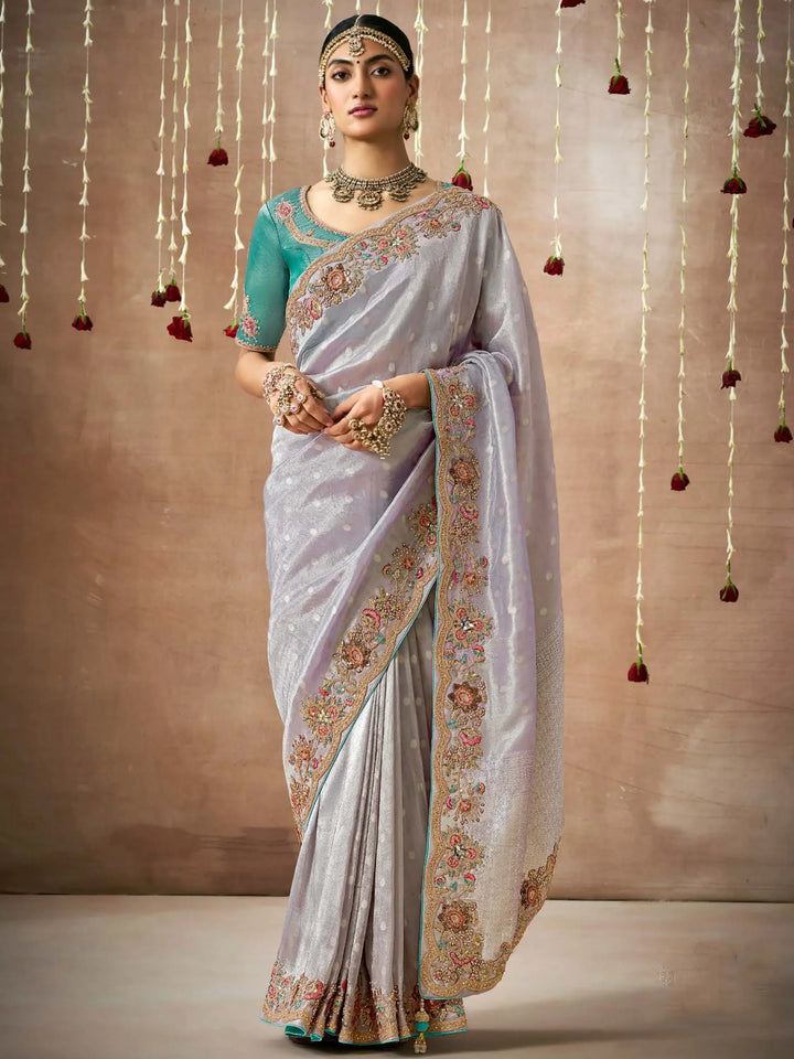 Magnetic Lavender Heavy Border Work Silk Festival Wear Saree - Zeel Clothing