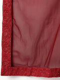 Magnetic Maroon Thread Work Net Wedding Wear Lehenga With Blouse