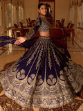 Magnetic Navy Blue Sequins Silk Bridesmaid Lehenga Choli With Dupatta