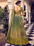 Magnetic Olive Green Digital Printed Silk Reception Wear Lehenga Choli - Zeel Clothing