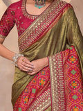 Magnetic Olive Green Weaving Kanjivaram Silk Festival Wear Saree - Zeel Clothing