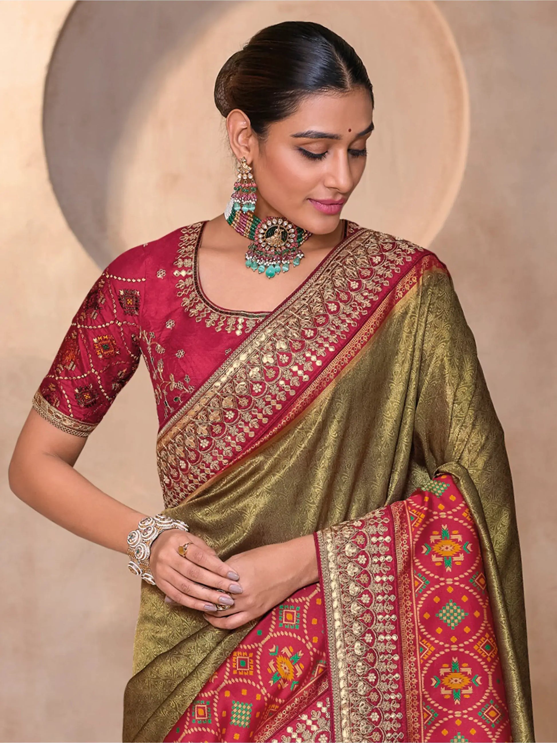 Magnetic Olive Green Weaving Kanjivaram Silk Festival Wear Saree - Zeel Clothing