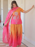 Magnetic Pink Bead Embroidered Chinon Event Wear Palazzo Suit With Dupatta - Zeel Clothing