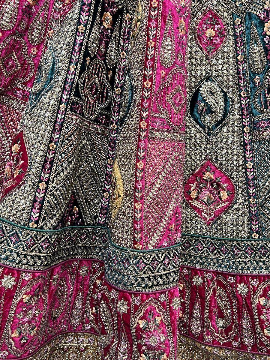 Magnetic Pink Fancy Embroidered Velvet Bridal Wear Lehenga Choli - Zeel Clothing
