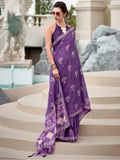 Magnetic Purple Digital Printed Silk Festival Wear Saree With Blouse - Zeel Clothing