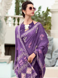 Magnetic Purple Digital Printed Silk Festival Wear Saree With Blouse - Zeel Clothing
