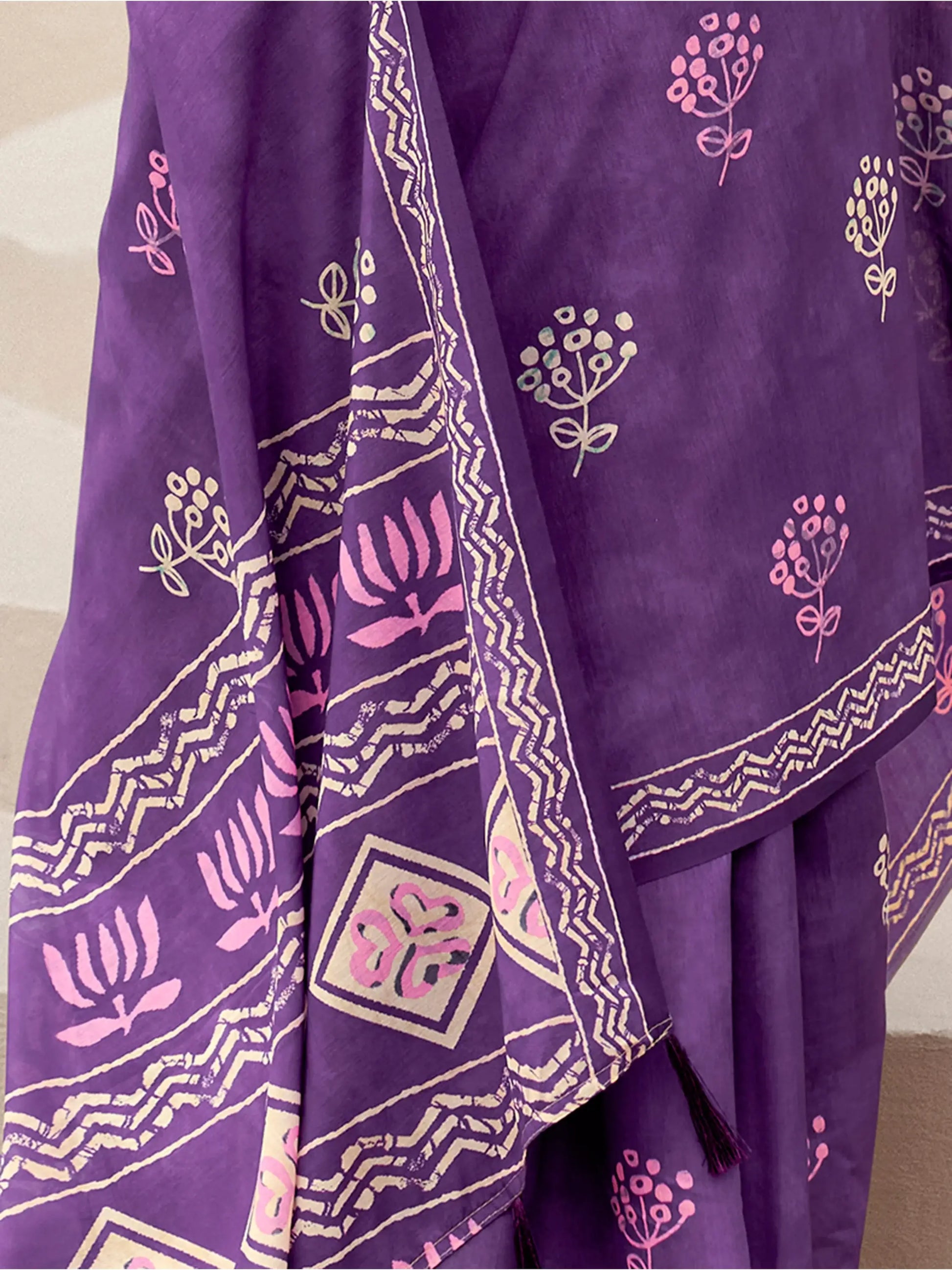 Magnetic Purple Digital Printed Silk Festival Wear Saree With Blouse - Zeel Clothing