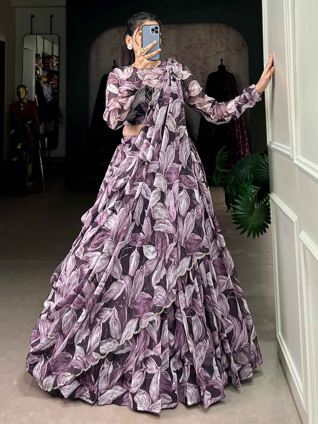 Magnetic Purple Digital Printed Silk Lehenga Choli With Dupatta - Zeel Clothing