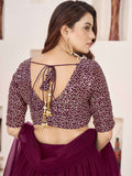 Magnetic Purple Embroidered Georgette Reception Lehenga With Dupatta
