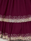 Magnetic Purple Embroidered Georgette Reception Lehenga With Dupatta
