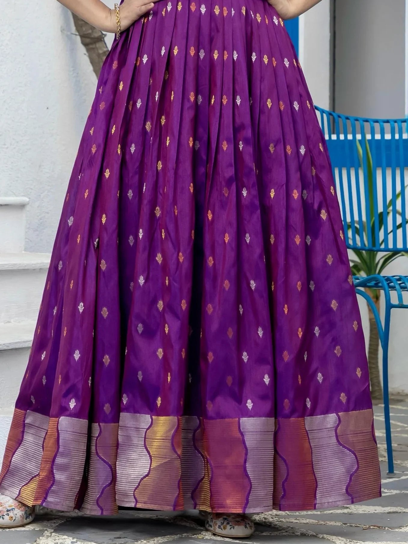 Magnetic Purple Zari Weaving Silk Traditional Gown - Zeel Clothing