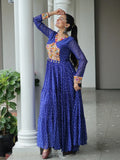 Magnetic Royal Blue Bandhani Print Georgette Navratri Wear Gown - Zeel Clothing