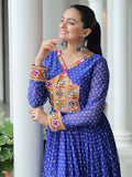 Magnetic Royal Blue Bandhani Print Georgette Navratri Wear Gown - Zeel Clothing