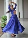 Magnetic Royal Blue Bandhani Print Georgette Navratri Wear Gown - Zeel Clothing