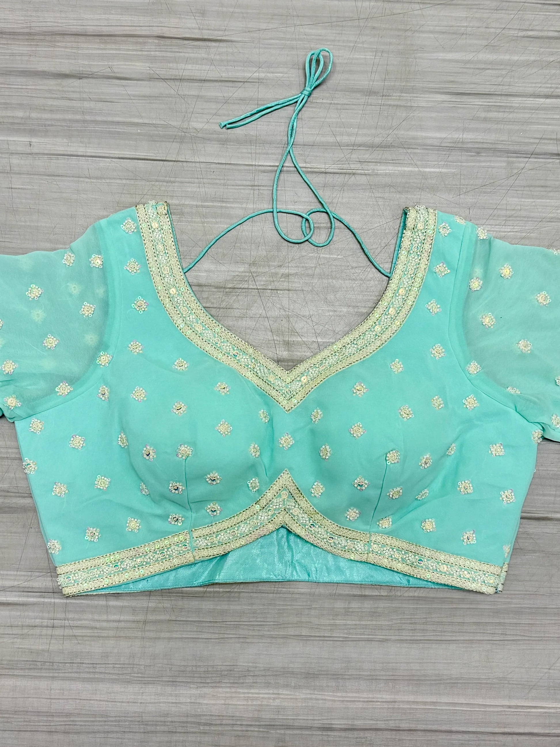 Magnetic Sky Blue Thread Work Georgette Bridesmaid Lehenga Choli - Zeel Clothing