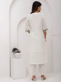 Magnetic White Floral Embroidered Viscose Silk Pant Suit With Dupatta - Zeel Clothing
