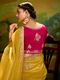 Magnetic Yellow Embroidered Organza Festival Wear Saree With Blouse - Zeel Clothing