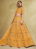 Magnetic Yellow Sequins Embroidered Slub Silk Haldi Wear Lehenga Choli - Zeel Clothing