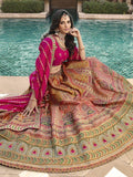 Magnific Orange-Pink Embroidered Banarasi Silk Bridal Lehenga Choli - Zeel Clothing