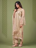 Magnificent Beige Sequins Embroidery Net Event Wear Salwar Suit - Zeel Clothing