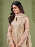 Magnificent Beige Sequins Embroidery Net Event Wear Salwar Suit - Zeel Clothing