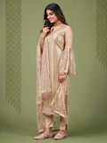 Magnificent Beige Sequins Embroidery Net Event Wear Salwar Suit - Zeel Clothing