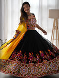 Magnificent Black Embroidered Georgette Navratri Special Lehenga Choli - Zeel Clothing