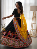 Magnificent Black Embroidered Georgette Navratri Special Lehenga Choli - Zeel Clothing