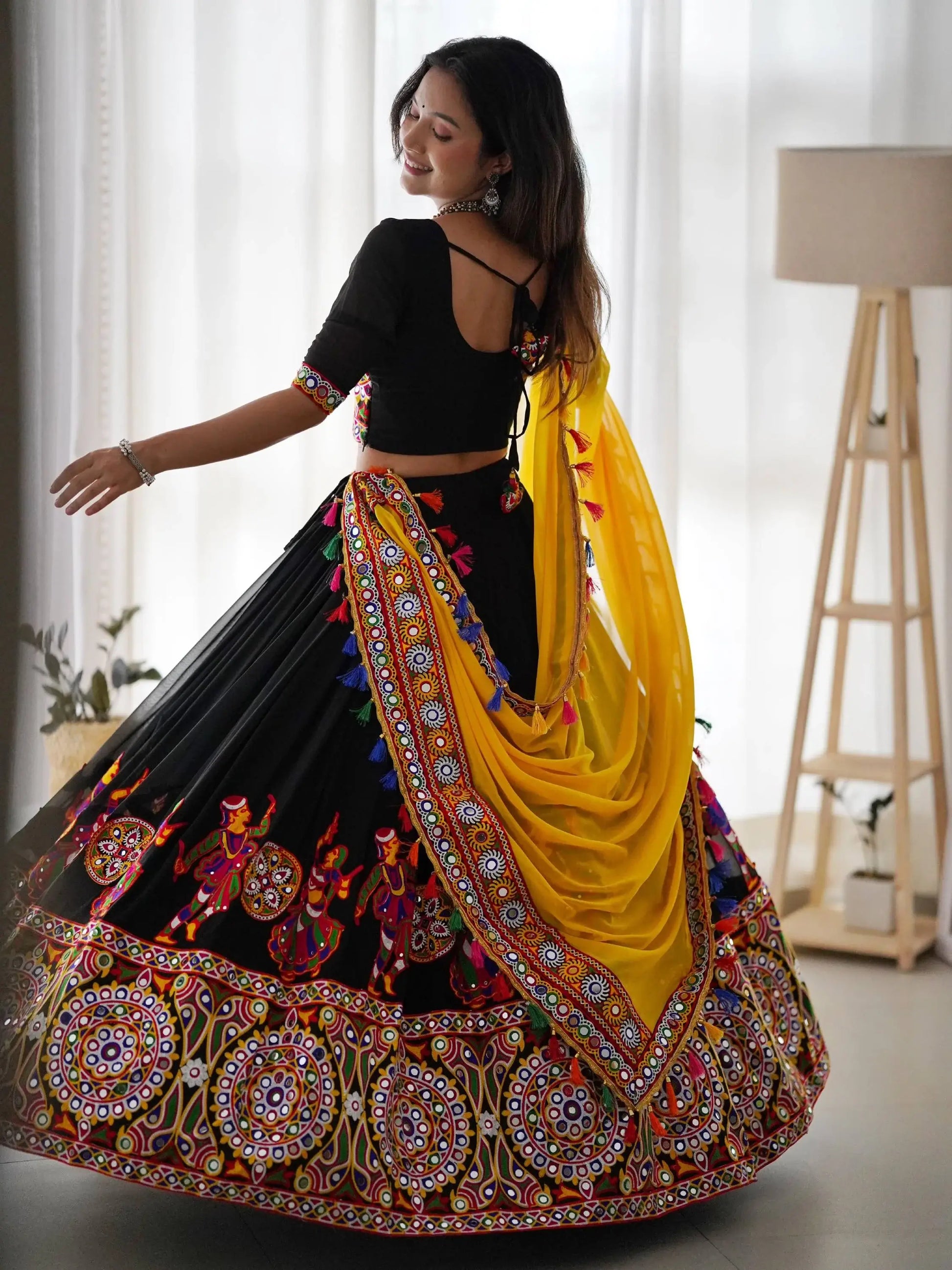Magnificent Black Embroidered Georgette Navratri Special Lehenga Choli - Zeel Clothing