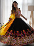 Magnificent Black Embroidered Georgette Navratri Special Lehenga Choli - Zeel Clothing