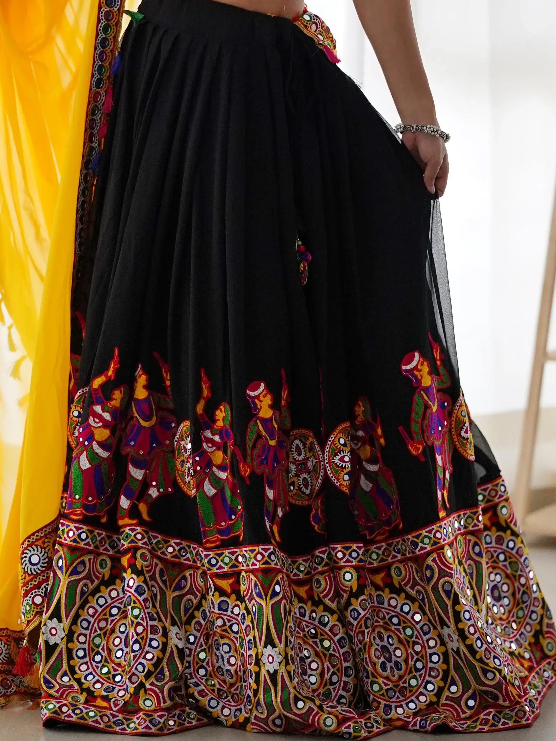 Magnificent Black Embroidered Georgette Navratri Special Lehenga Choli - Zeel Clothing