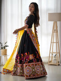 Magnificent Black Embroidered Georgette Navratri Special Lehenga Choli - Zeel Clothing