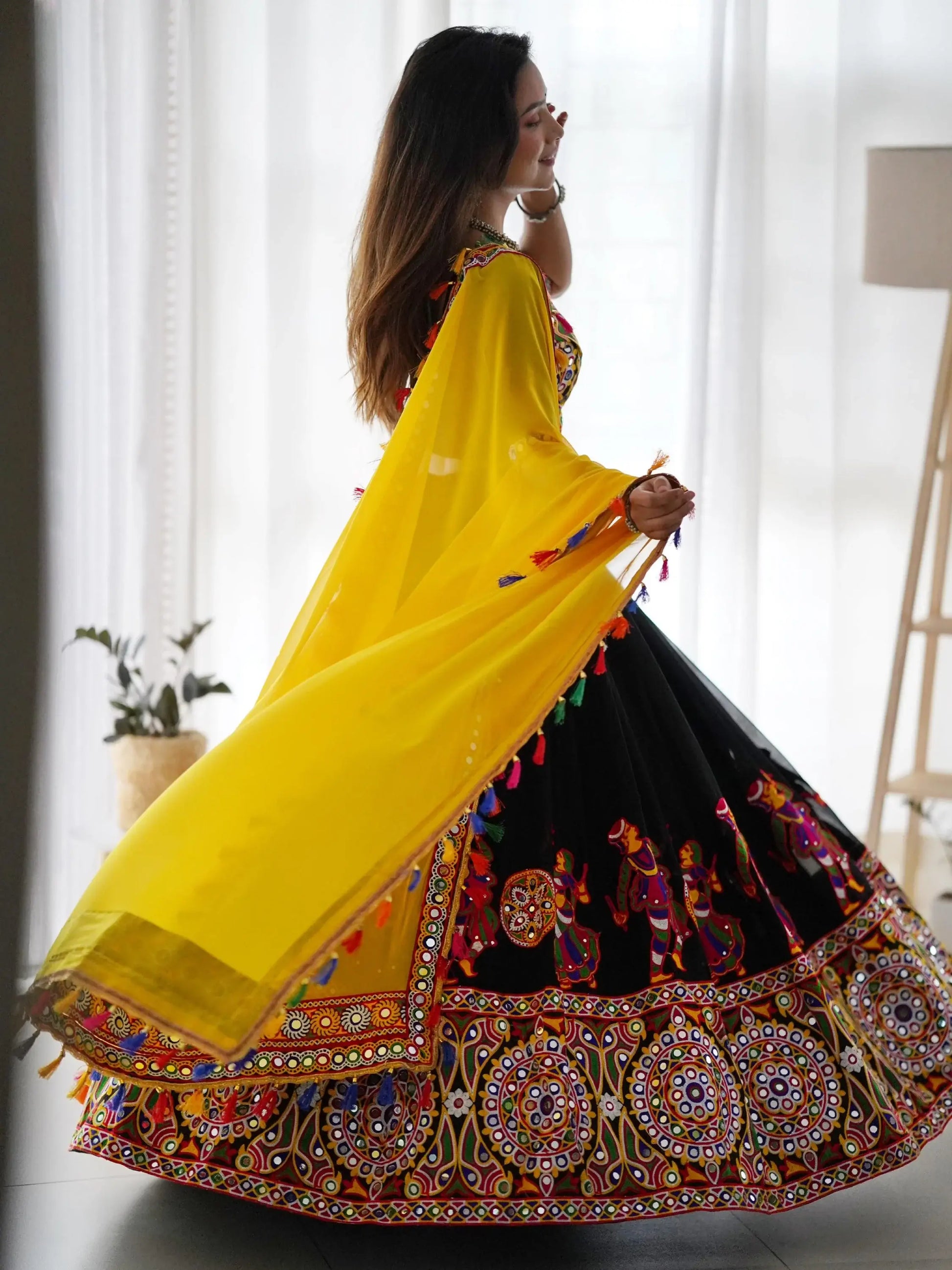 Magnificent Black Embroidered Georgette Navratri Special Lehenga Choli - Zeel Clothing
